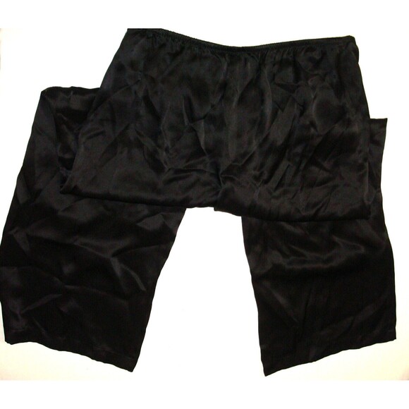 New NWT $195 M Designer Josie Natori Silk Pants Dark Black Key Crop Capri - Picture 5 of 5